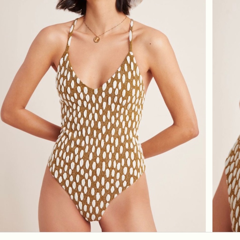 Mara Hoffman Olive & White Textured One-Piece Swimsuit